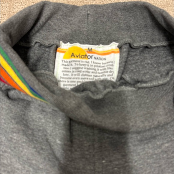 Aviator Nation SET, Gray Hoodie and pants with Rainbow Trim - Picture 5 of 5